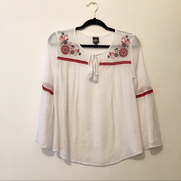 Disney Tops - Disney POC | white boho top w/ bell sleeves